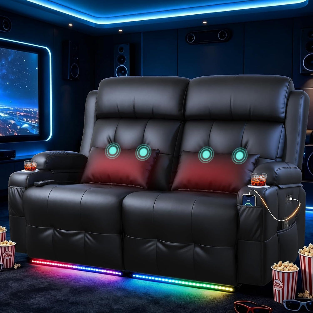 Power Reclining Loveseat with Massage & Heat,Wall Hugger Loveseat Recline...