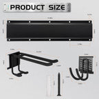 Garage Tool Organizer Wall Mount, Heavy Duty Garage Organization Tool Storage Utility Rack, Sturdy Storage Rack Hanger with Adjustable Hooks, Garden Tool Organizer for Shovel, Rake, Folding Chair