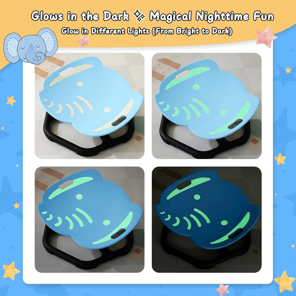 Spinning Chair for Autistic Kids, Glow-in-the-Dark Elephant Sensory Chair, Autism Sensory Toys, Sit and Spin Swivel Seat ADHD Must Haves, Supports Balance & Coordination, Ages 3+ (Blue)