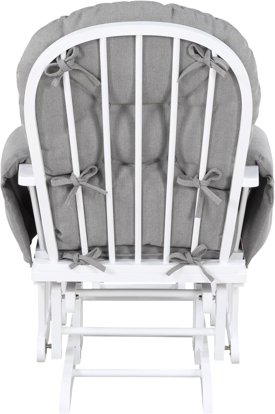 Glider and Ottoman White Wood and Oyster Fabric