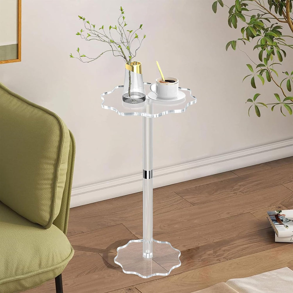 Drink Table, Acrylic Side Table, 10×10×20in Drink Tables for Small Spaces, Pl...