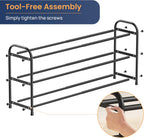 ENJOYBASICS 3 Tier Expandable Shoe Rack for Closet, Free Standing Metal Shoe Shelf Storage Organizer Holder 12 Pairs, Adjustable Width Shoe Rack for Entryway Small Space, Black