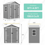 UDPATIO Outdoor Resin Storage Shed 6x4.5 FT, Plastic Garden Shed for Bike, Garbage Can, Tool, Outside Sheds with Lockable Door for Backyard, Patio, Lawn, Grey & White