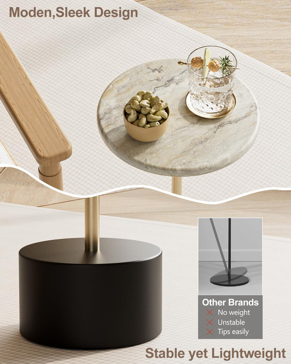 Drink Table Pedestal, Round Side Table, Drink Tables for Small Spaces, Pedest...