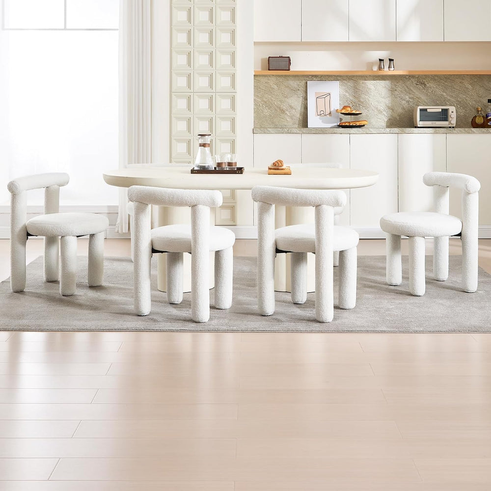 Sherpa Dining Chairs Set of 2, Comfy Boucle Fabric Dining Chairs, Upholstered...