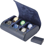 6 Watch Travel Cases for Men - Watch Roll 6 Slots Travel blue Multifunctional Watch Display Box Cabinet ，Christmas Gift for Man/Woman/Office,