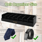 Belt Organizer, Black, 7 Compartments | Bamboo Storage Box, For Closet and Drawer, Belt Holder Case, For Tie and Belt, For Men and Women