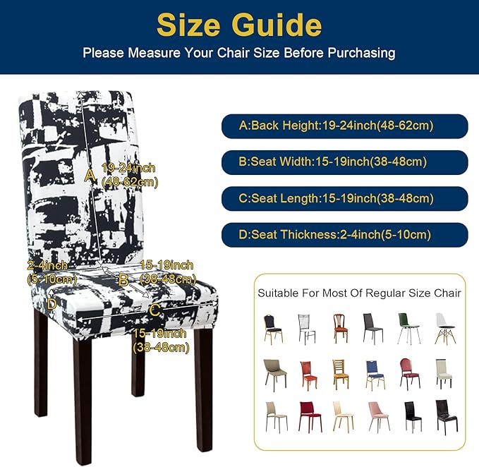 Dining Room Chair Covers - Stretch Kitchen Chair Slipcovers Set of 4, Removable Washable for Home, Hotel, Banquet