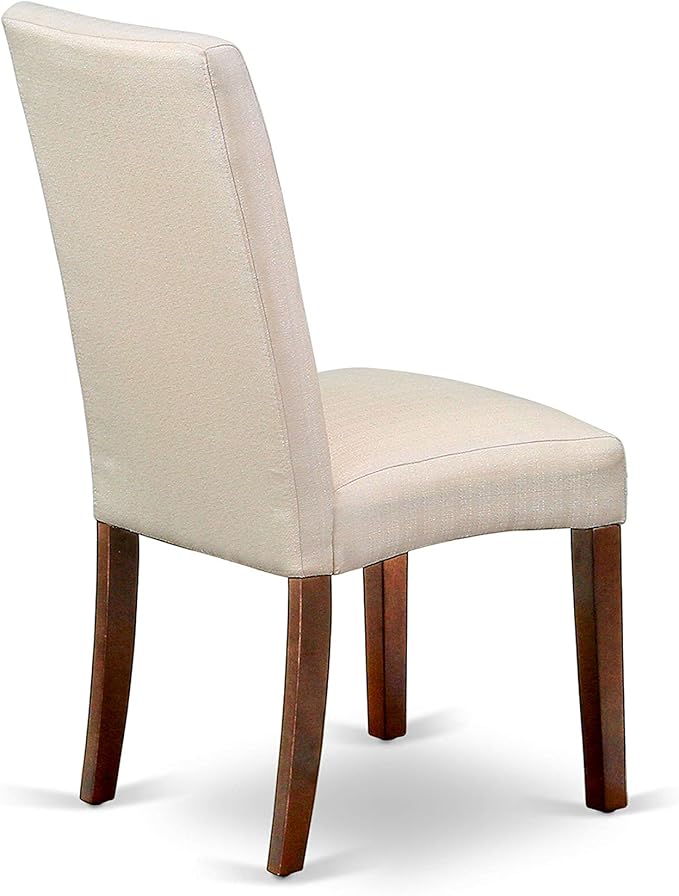 East West Furniture DLDR3-MAH-01 3 Piece Kitchen Table & Chairs Set Contains a Round Dining Room Table with Dropleaf and 2 Cream Linen Fabric Parson Dining Chairs, 42x42 Inch, Mahogany