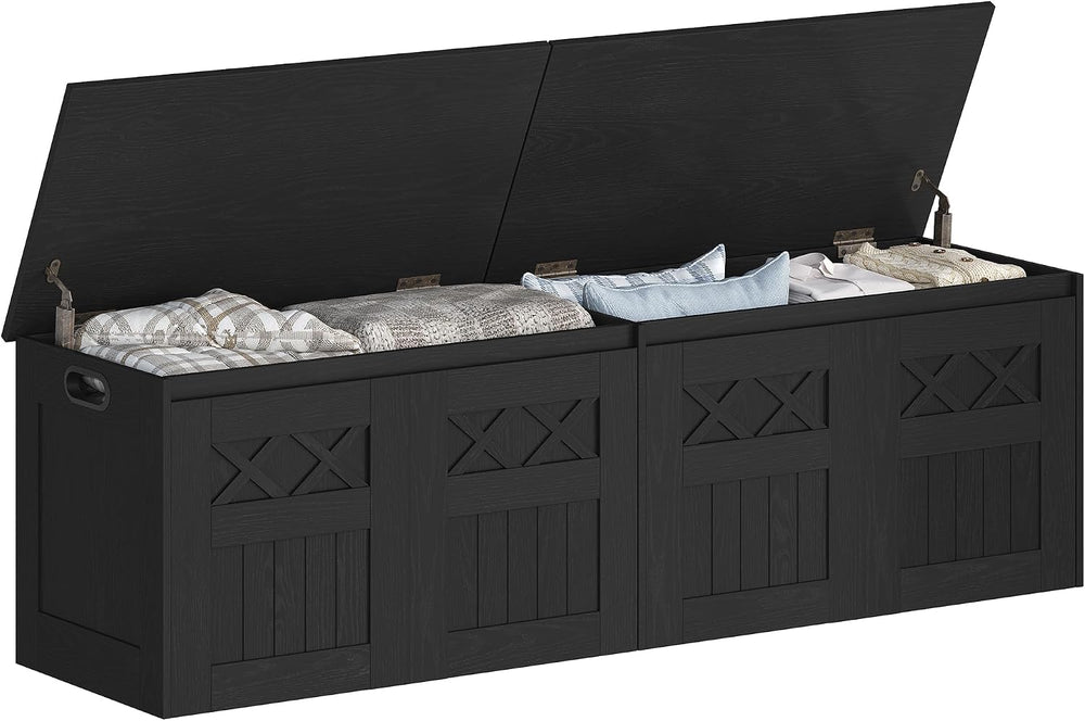 Hzuaneri 59" Rustic Storage Chest and Bench | 70 Gal | 330lb Seat | Soft...