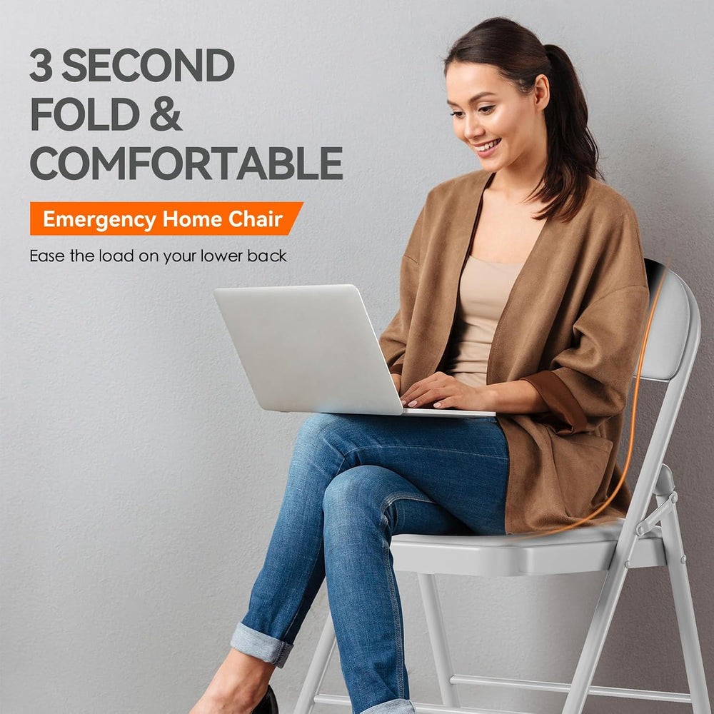 2 Pack Folding Chairs with Cushion Padded - Metal Chairs w/Comfortable Seats ...