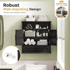 Bathroom Wall Cabinet, Wall Mounted Medicine Cabinet with Drawer, Barn Door & Adjustable Shelf, 24.4"H x 23.6"W x 9"D Black Over Toilet Farmhouse Storage Cabinet for Kitchen, Laundry, Entryway