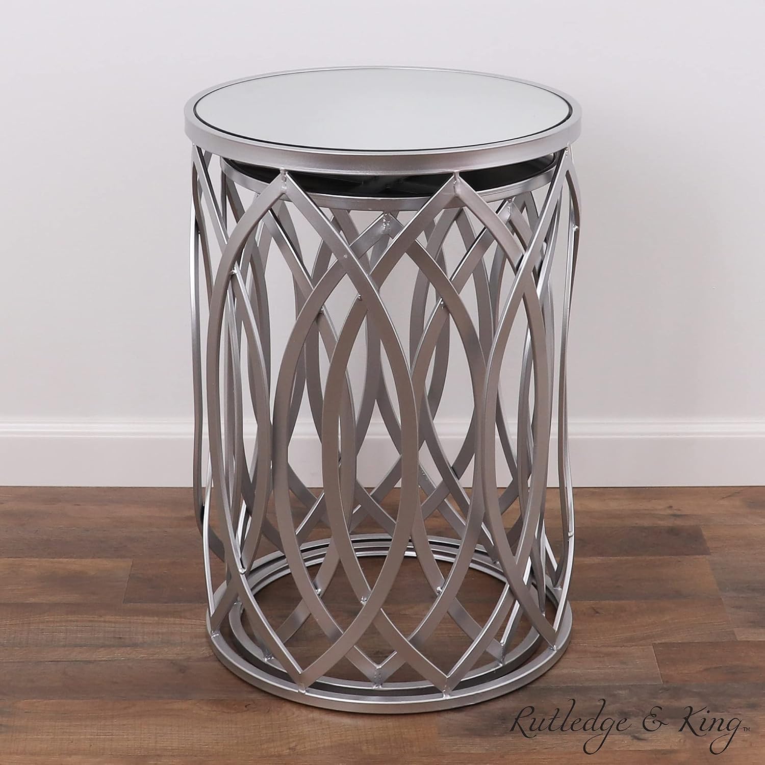 Nested Metal Side Tables - Set of 2 for Living Room & Bedroom (Silver)