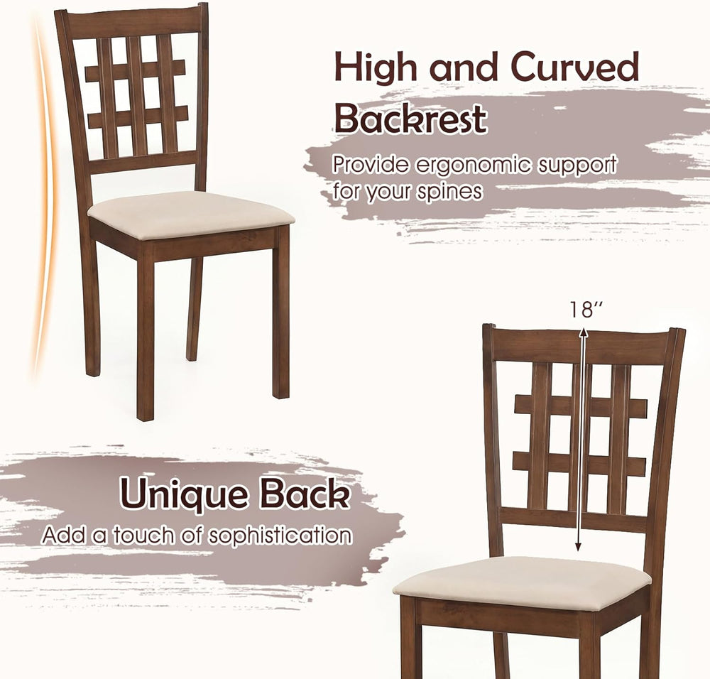 Giantex Wooden Dining Chairs Set of 4, Linen Fabric Upholstered Kitchen Chair...
