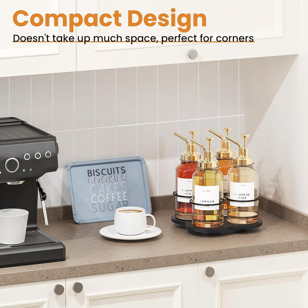 THYGIFTREE 3-Tier Coffee Syrup Organizer for 12 Bottles,Rotating Coffee Syrup...