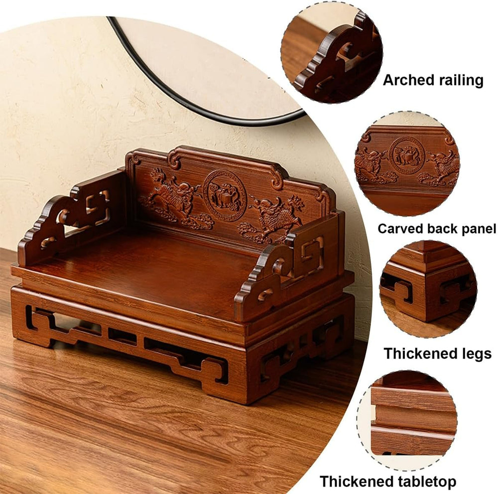 Bamboo Buddha Altar Cabinet, Prayer Meditation Table, Chinese Carving Buddhis...