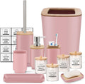 IMAVO Bathroom Accessories Set,Pink Bathroom Set,11 Pieces Bathroom Accessory Set,Trash Can for Bathroom Accessories Décor and Housewarming Gifts