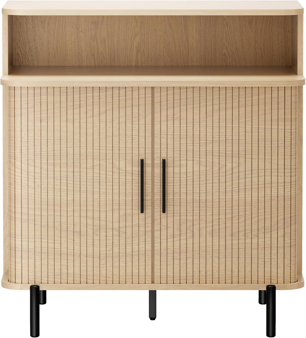 SUNCOZE Buffet Sideboard Cabinet with Big Storage Space, Fluted Coffee Bar Ca...