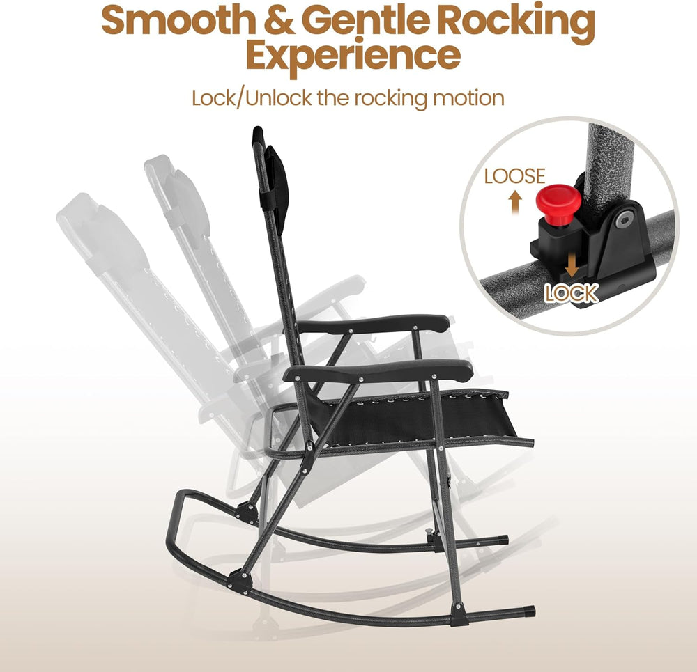 Yaheetech 26in Rocking Chair Outdoor Zero Gravity Folding Chairs Rocking Chai...