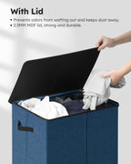 SOLEDI Laundry Hamper with Lid 130L Large & Tall Collapsible Laundry Basket, Clothes Hamper with Bag Removable Easy to Carry, Dirty Hampers for Bedroom, Bathroom, Dorm, College, Blue