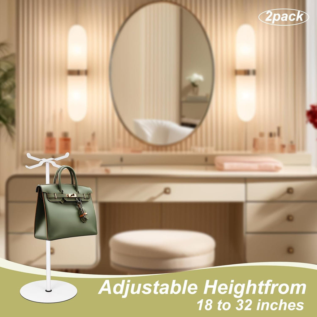 2pack Purse Display Stand,Tabletop Adjustable Hook Handbag Display Stand,X Shaped Metal Scarf Purse Display Stand,for Home or Store (white)