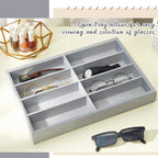 Amylove 2 Pcs Sunglass Organizer Trays Glasses Stackable Jewelry Trays Sunglass Organizer Display Box(8 Grids,Gray)