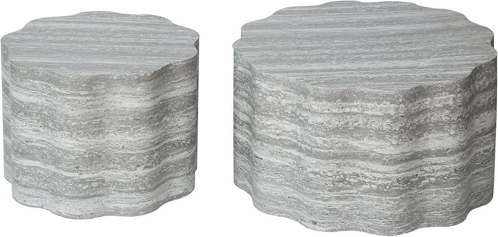23.6''+26.7'' Set of 2 Faux Mars Pattern Round Coffee Tables,...