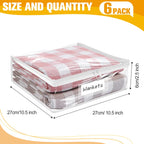 Plastic Storage Bags with Easy-Glide Zipper, Pack of 6, Durable Clear Vinyl Zippered Storage Bags for Clothes Sweaters Comforters Blankets Sheets Bedding (10.5 x 10.5 x 2.5 Inch)