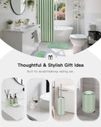 IMAVO Green Bathroom Accessories,Non Slip Super Absorbent Rugs and Waterproof Shower Curtain with Hooks,Complete Bathroom Set for Bathroom Décor