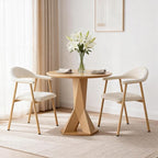 DUMOS Dining Chairs Set of 2, Modern Linen Fabric Upholstered Kitchen Side Chairs with Curved Backrest, Accent Farmhouse Metal Chairs for Kitchen Dining Room Restaurant Cafe, Beige