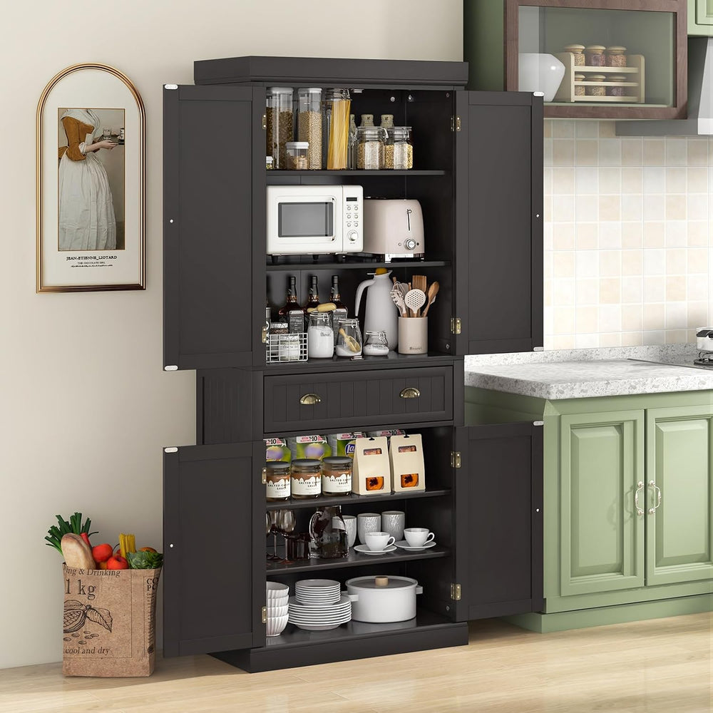Tangkula 72" H Kitchen Pantry Cupboard Cabinet, Traditional Freestanding...