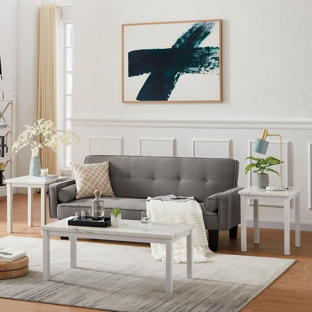 Recaceik Coffee Table Set of 3, Modern Living Room Table Set, Faux Marble Cof...