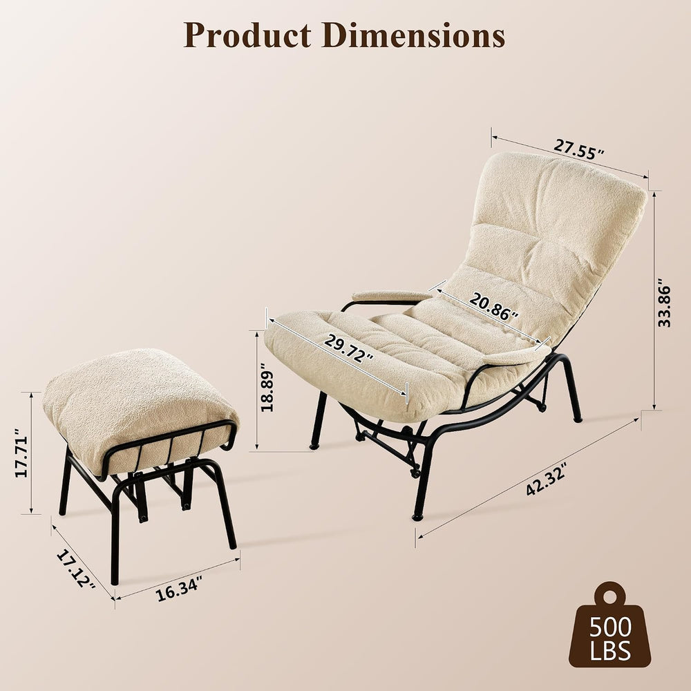 Lazy Lounge Chaise Chair with Ottoman, Cozy Accent Rocking Chairs for Adults ...