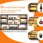 59" Wall Mounted Wine Rack, 3-Tier Liquor Shelf with Glass Holder | Large metal wines bottle display shelf, modern bar shelves. For Kitchen Dining Bar Home