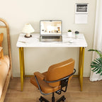 Folding Desk, 31.5" Small for Bedroom, Space Saving Foldable Computer Desk for Home Office, Easy Assembly, White and Gold