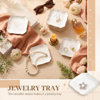 Shappy 12 Pcs Ceramic Jewelry Tray 4.5 in Ring Dish Bulk Decorative Trinket Dish for Bridal Christmas Birthdays Gifts