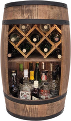 Fassbar L.E.D. with Wine Holder Wine Rack - Wooden Barrel Home Bar 80 cm Rustic Decorative Bar Cabinet Wine Stand - Barrel Beer Wine Bottle Stand - Bar Whisky Gift (Dark Brown)