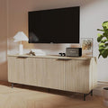 SAINTCY Mid Century Fluted TV Stand for 55/60/65/70/75 inch TV, 68" Oak Entertainment Center with Storage, Television Stands, TV Console, Media Console, Sideboard Cabinet for Living Room, Bedroom