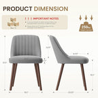 Upholstered Dining Chairs Set of 6, Modern Fabric Kitchen Chairs with Back, Wood Legs for Kitchen Dining Room Restaurant, Grey