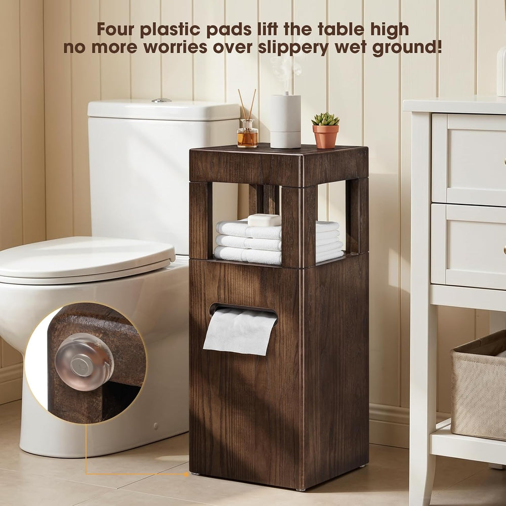 Multi Use Side End Table with Charging Station for Living Room, Solid Wood Sm...