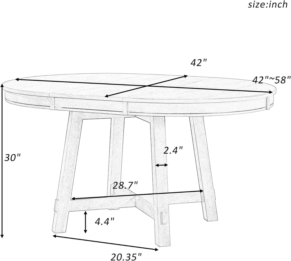 GDFStudio 42"-58" Farmhouse Extendable Dining Table for 4-6, Solid ...