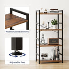 NUMENN 4 Tier Small Bookshelf, Industrial Bookcase Shelf Storage Organizer, Modern Book Shelf for Bedroom, Living Room and Home Office, Vintage