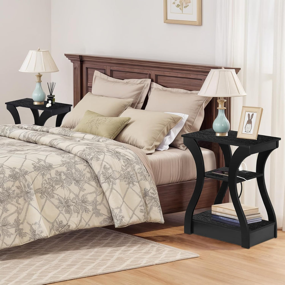 ZENY End Tables Set of 2 with Charging Station, Side Table with USB Ports and...