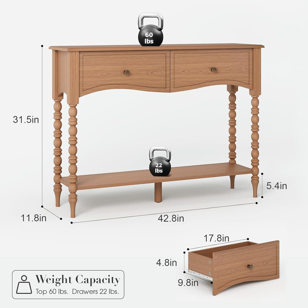 JOINICE Console Table with Scalloped Drawers for Entry Way, Living Room | Nar...