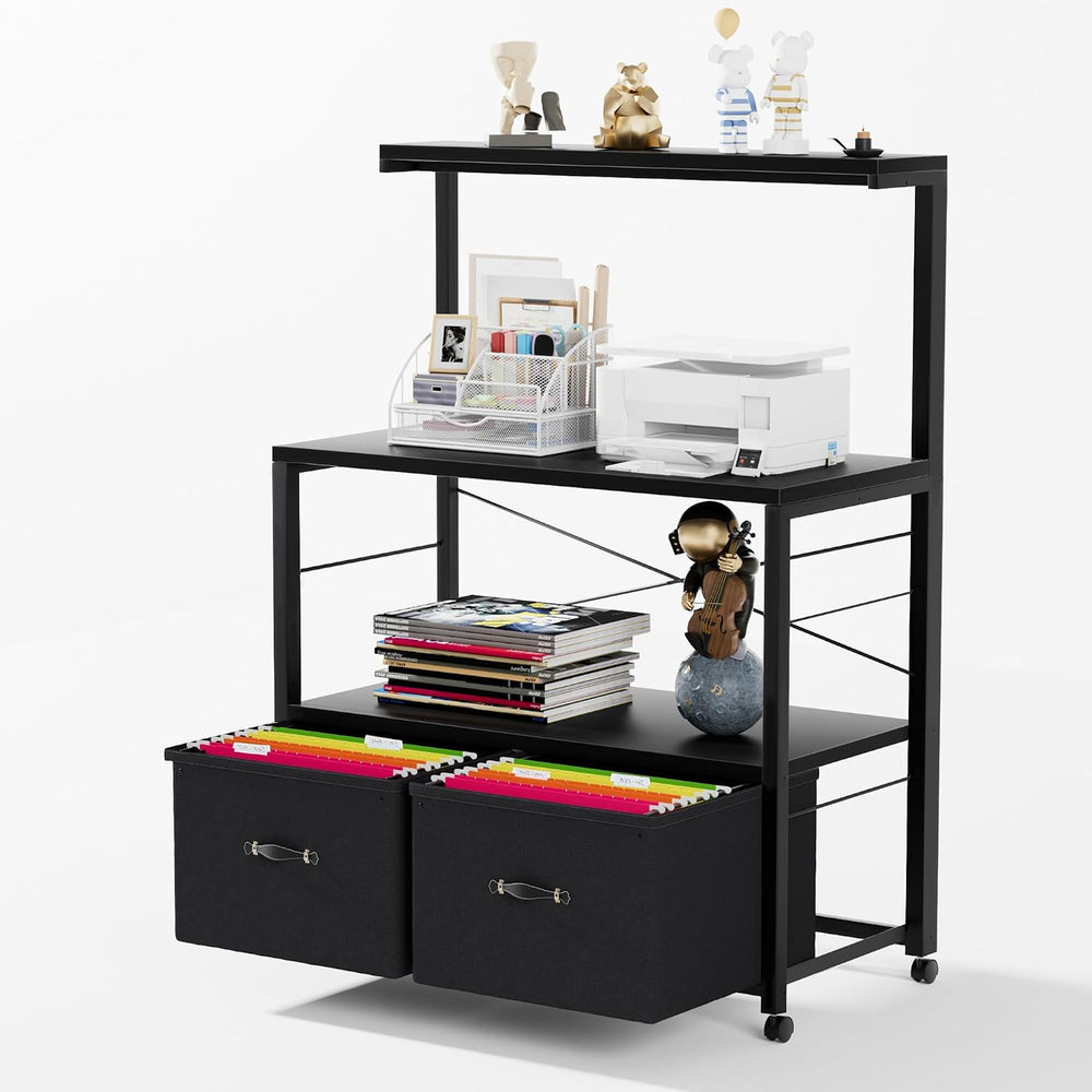 VECELO Mobile Filing Cabinet on Lockable Wheels,Under Desk Organizer with Han...