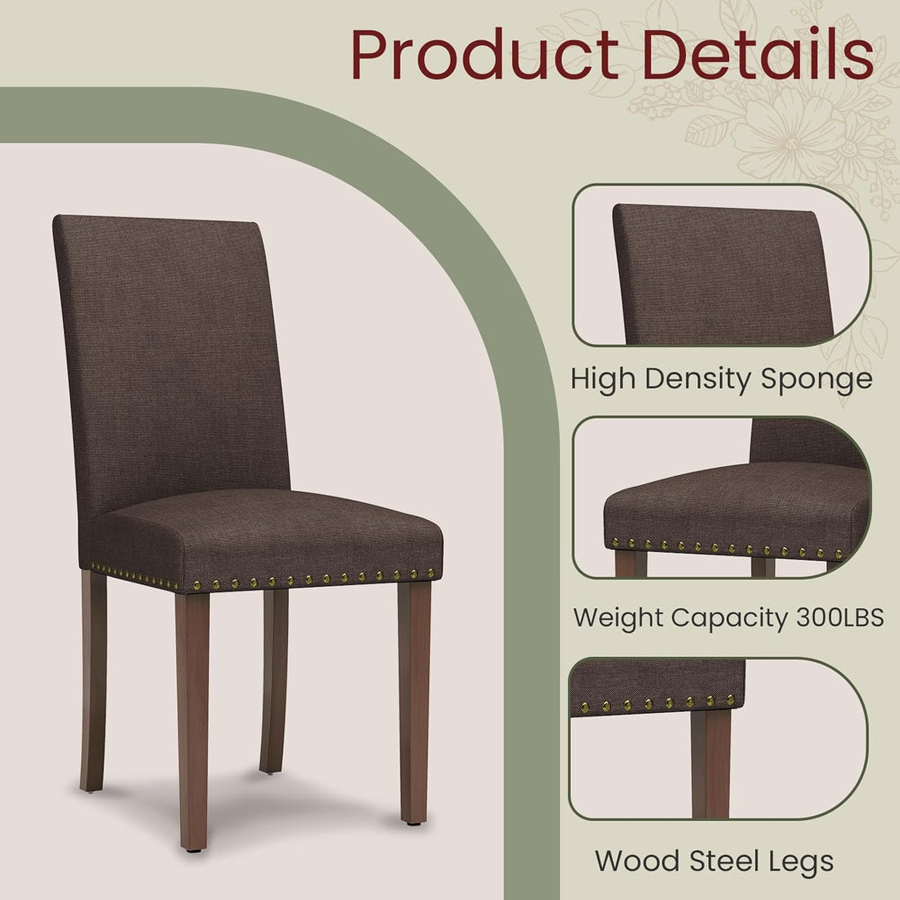 TLSUNNY Upholstered Dining Chairs Set of 2/4, Tufted Parsons Design with Nail...