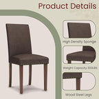 TLSUNNY Upholstered Dining Chairs Set of 2/4, Tufted Parsons Design with Nail Head Trim, Solid Wood Legs and Padded Seat, Comfortable Fabric for Dining Room, Kitchen (Brown, Set of 2)