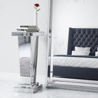 Howard Elliott Collection Tapered Mirrored Pedestal Accent Table, Elegant Modern Bed Side Style, Mirrored Finish Design, for Bedroom, Entryway or for Any Room, 15 x 15 x 36 Inch,