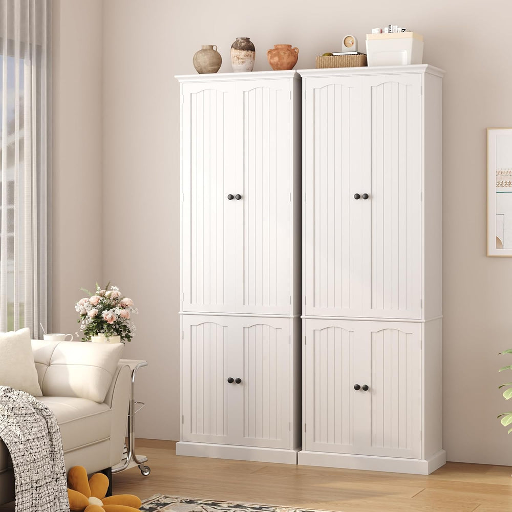 Function Home 72" Kitchen Pantry Cabinet, Tall Wood Storage Cabinet with...