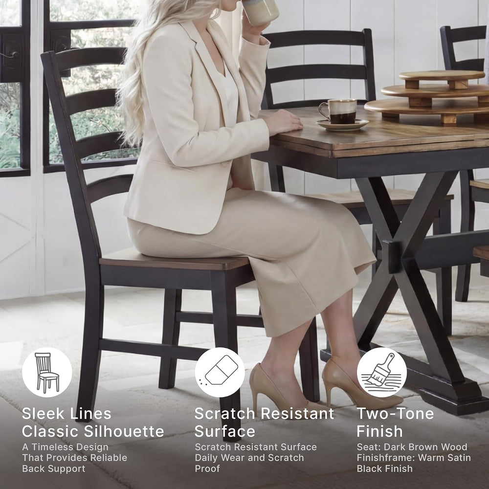 Signature Design by Ashley Wildenauer Dining Chairs Set of 2, Modern Ladderba...